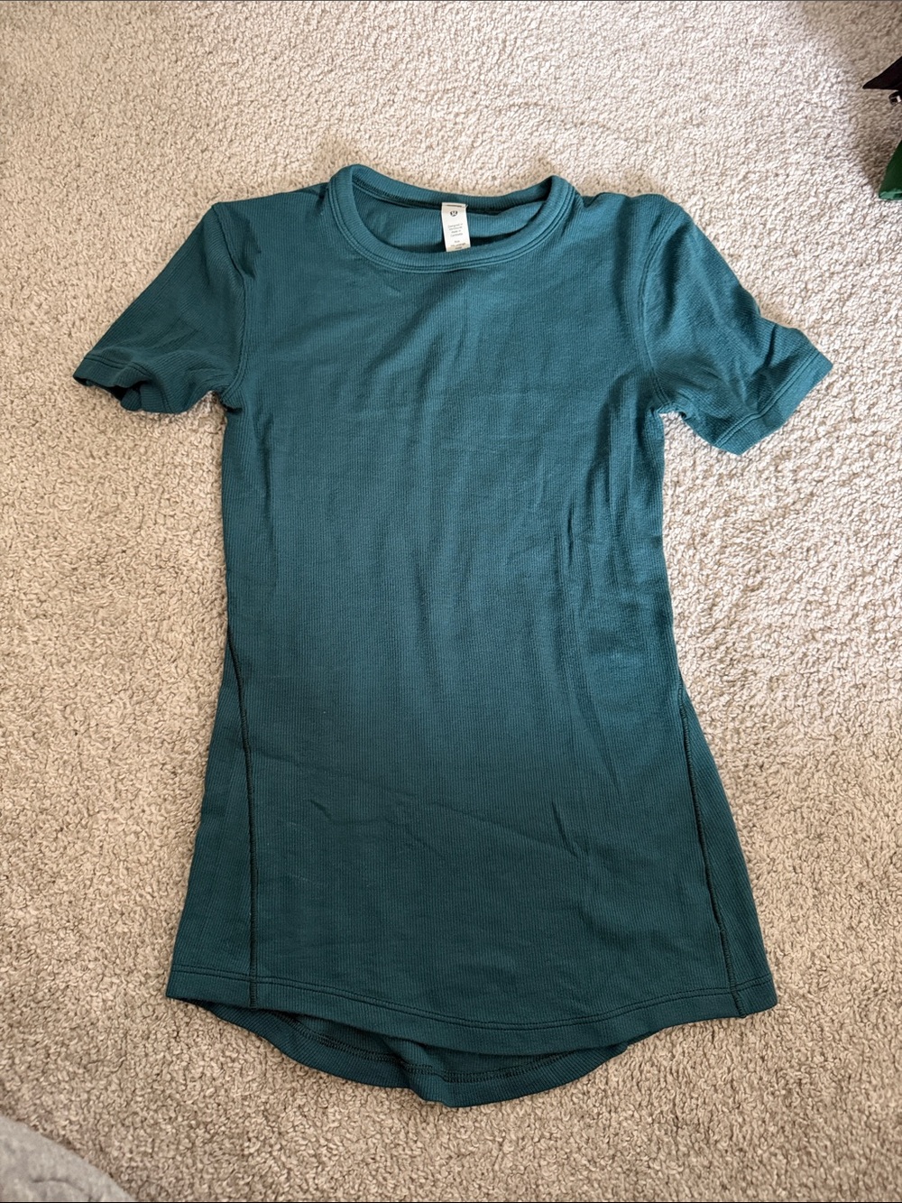 Lululemon Dark Teal Short Sleeve Ribbed Tunic Tee